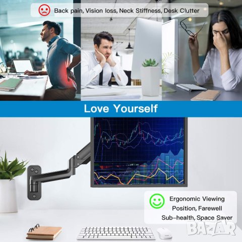 Стойка за монитор със стенен монтаж HNWSS1, снимка 7 - Други - 42888115