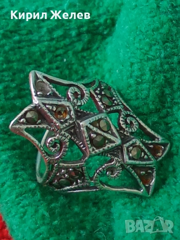 РАЗКОШЕН СТАР АЖУРЕН МАРКАЗИТЕН СРЕБЪРЕН ПРЪСТЕН СРЕБРО ВИСОКА ПРОБА ФИНА РЪЧНА ИЗРАБОТКА 49105, снимка 14 - Антикварни и старинни предмети - 50416531