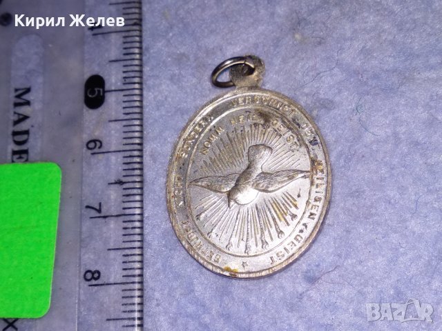 СТАР КАТОЛИЧЕСКИ ДВУСТРАНЕН РЕЛИГИОЗЕН МЕДАЛЬОН РЯДКА ИКОНКА ПОСРЕБРЕНА НЕМСКА 31213, снимка 2 - Антикварни и старинни предмети - 39856870
