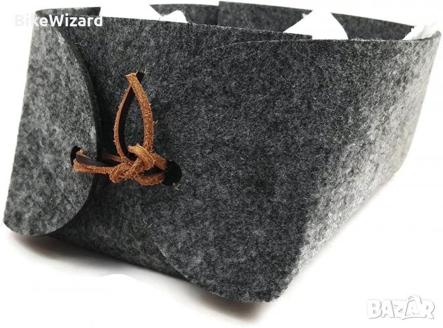 CharmingBoxes кошница за съхранение от филц, памучен плат и кожена каишка20 x 17 x 10 cm НОВА, снимка 4 - Други - 34398266