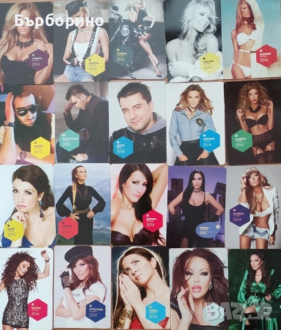 Джобни календарчета-2014 год.Пощенски картички на поп фолк изпълнители, снимка 3 - Колекции - 53087694