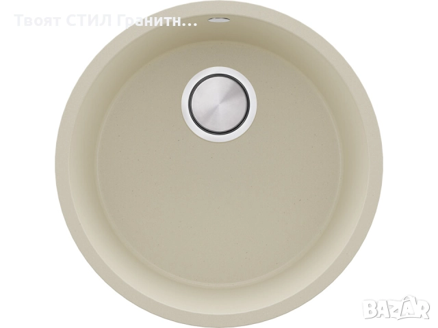 Бежава кръгла кухненска мивка за вграждане под плот Валета 50 460x460 мм, снимка 7 - Мивки - 51918561