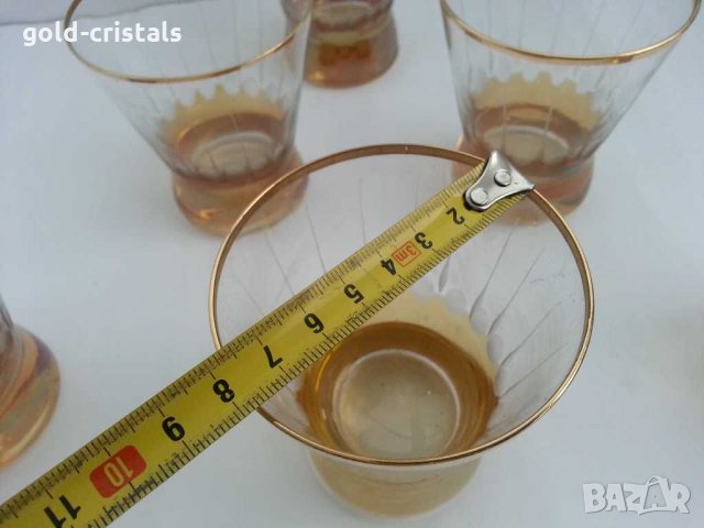 Стъклени чаши с златен кант и гравюра, снимка 6 - Антикварни и старинни предмети - 23519045