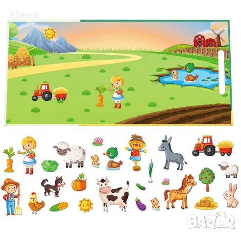 Магнитна книга забавната ферма 🫏🐑🚜, снимка 2 - Игри и пъзели - 47881711