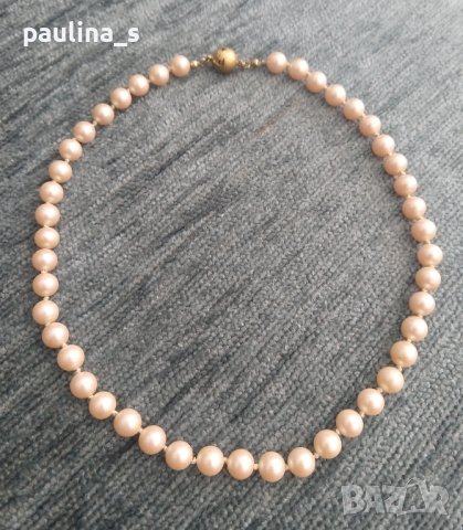 Два различни броя / Винтидж / Колие / Огърлица от натурални перли със златиста закопчалка, снимка 4 - Колиета, медальони, синджири - 42863043