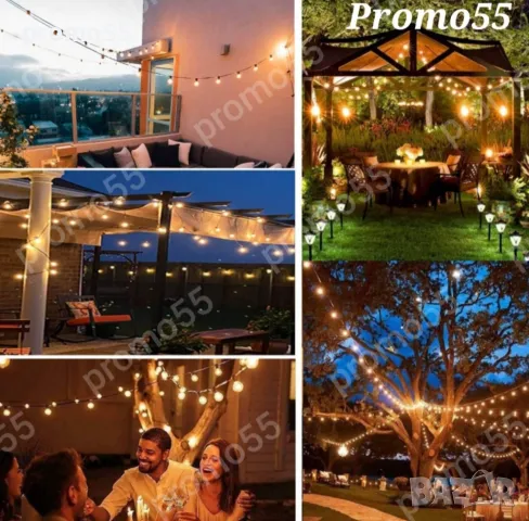 Светлинна Верига 10Бр. Външни Нечупливи Лед Крушки за Декорация 5м, снимка 11 - Външни лампи - 50235219