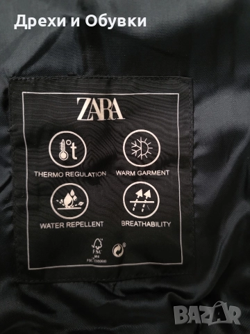 Черно зимно яке с качулка ZARA , снимка 7 - Якета - 52710163