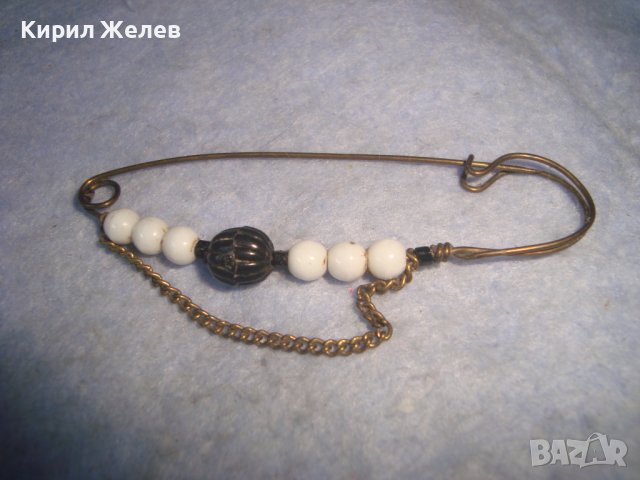 СТАРА СТИЛНА МЕСИНГОВА РЕТРО - АРТ ДЕКО ФИБУЛА с МЪНИСТА ИГЛА - НАКИТ БИЖУ 12347, снимка 6 - Антикварни и старинни предмети - 37635069