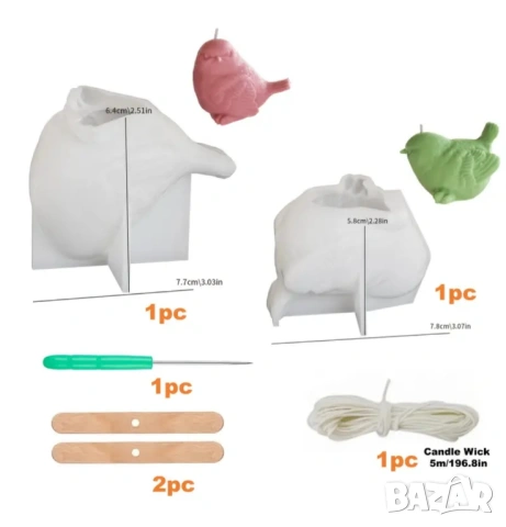 Молдове комплект птици два вида + аксесоари за свещи , снимка 2 - Форми - 53039684