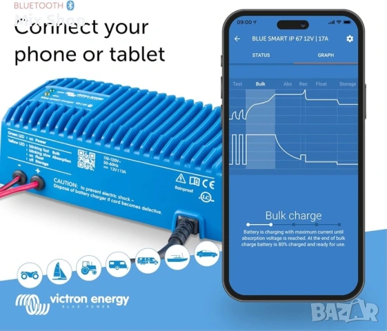 Нов Victron Blue Smart IP67 Charger - Водоустойчив , снимка 2 - Друга електроника - 54265972