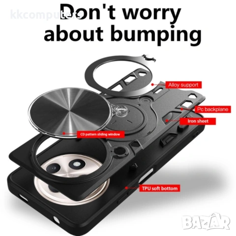 OPPO Reno12 F /12 FS 5G Удароустойчив CD Texture /Ring Holder Калъф и Протектор, снимка 3 - Калъфи, кейсове - 53074962
