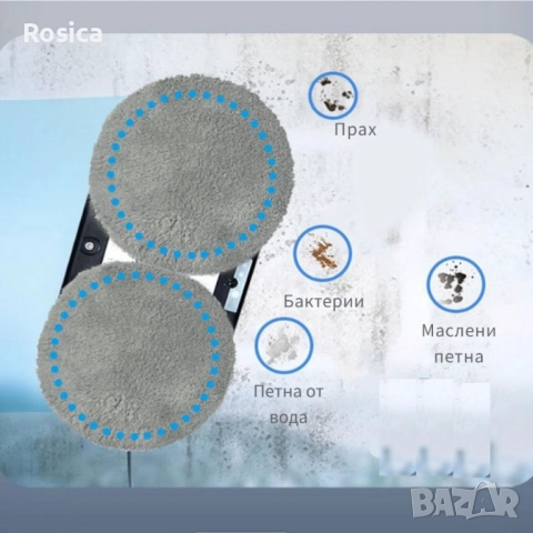 Интелигентен робот за почистване на прозорци с двойни въртящи се падове и вакуум 2800Pa, снимка 6 - Други - 52242653