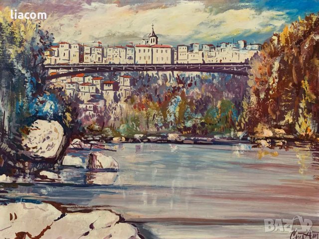 СТОЯН АТАНАСОВ масло В. Търново, снимка 2 - Картини - 33816065