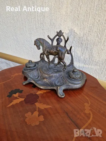 Уникална много красива антикварна бронзова мастилница , снимка 4 - Антикварни и старинни предмети - 48029560