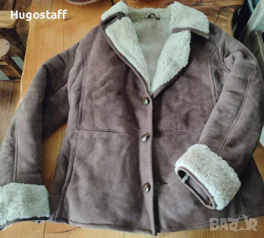 Мъжко кожено палто/яке/кожух Shearling/Винтидж естествена агнешка кожа   пилотско размер 52/54/XL/2Х