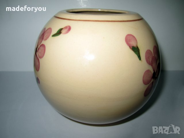 Ваза,вазичка Холандска сферична керамична с флорални мотиви, снимка 4 - Други ценни предмети - 32144018