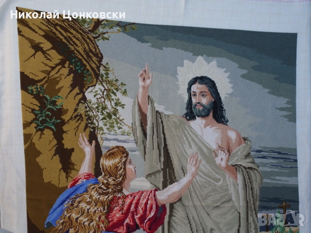 Гоблен „Възкресението“ 65х88 см, снимка 3 - Гоблени - 52694787