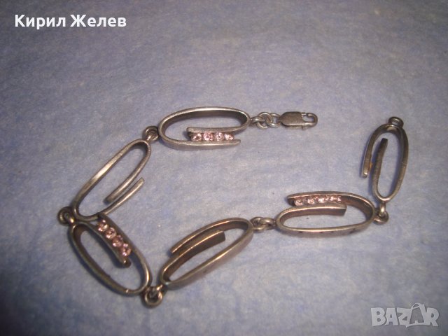 СРЕБЪРНА СКЪПОЦЕННА АРТ ГРИВНА СРЕБРО 925 с ИНКРУСТИРАНИ ФАСЕТИРАНИ РОЗОВИ КАМЪЧЕТА КРИСТАЛ 28733, снимка 3 - Гривни - 37268961