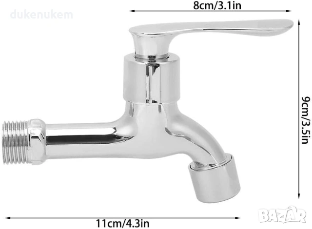 Стенен спирателен кран за градина и балкон G1/2 – хромиран, снимка 2 - Напояване - 53121831