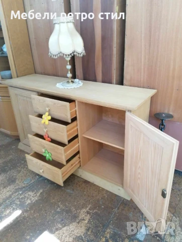 Скрин изработен изцяло от естествено дърво. С 4 чекмеджета и 2 врати. , снимка 3 - Шкафове - 50977665