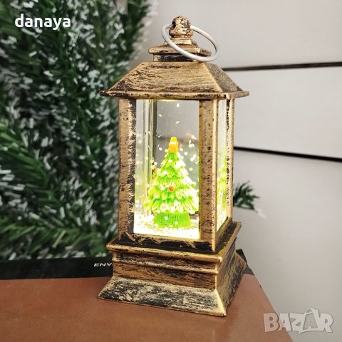 4147 Мини светещ коледен фенер Преспапие Елхичка