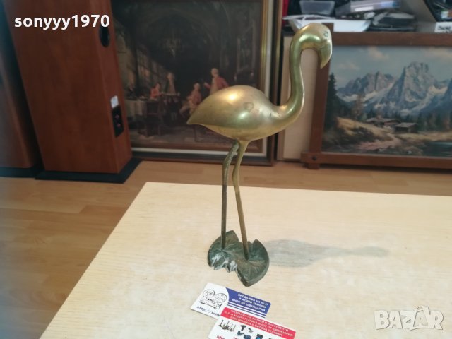 голямо фламинго-мед/месинг/бронз-33х20х16см, снимка 8 - Колекции - 30243701