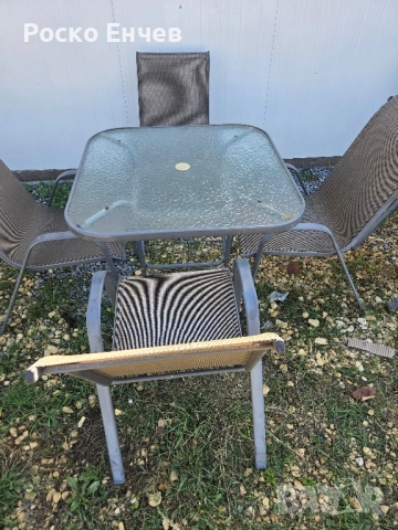 Маса с четири стола, снимка 2 - Градински мебели, декорация  - 52102295