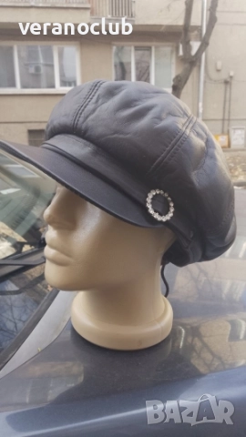 Кафяв дамски каскет Естествена кожа