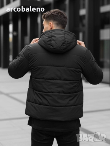 Мъжко зимно ватирано яке с качулка, снимка 4 - Якета - 52777723