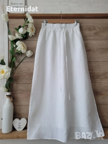 Нова бяла пола лен и памук 