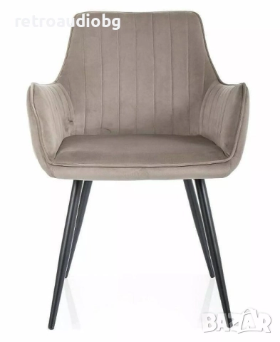   Трапезно кресло ЕПЪЛ ВЕЛВЕТ кадифе в бежов цвят