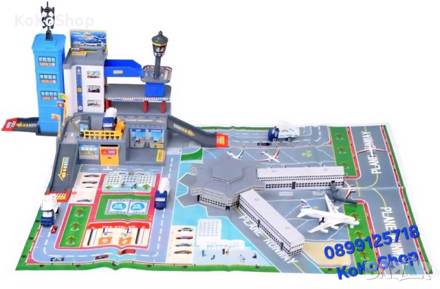 Детски комплект Летище със самолет,четири превозни средства, снимка 9 - Влакчета, самолети, хеликоптери - 52433916