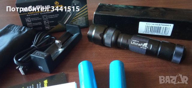 Фернер UltraFire WF-502B - 800 Lumens, 200m, 18650x2, зарядно , снимка 2 - Оборудване и аксесоари за оръжия - 38834827