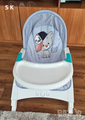Бебешки шезлонг-люлка Lorelli Alex в светлосин цвят с дизайн "Cool Cat"., снимка 4 - Детски шезлонги - 55914299
