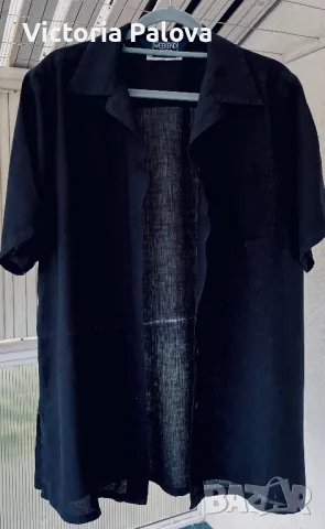 WEEKEND MAX MARA оригинал черна риза  лен 100%, снимка 2 - Ризи - 49811816