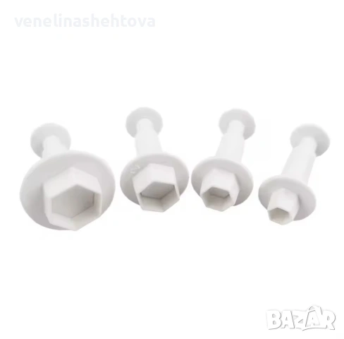 4 броя резци с бутало различни размери шестоъгълник за фондан декорация торта мъфини , снимка 2 - Форми - 53921840