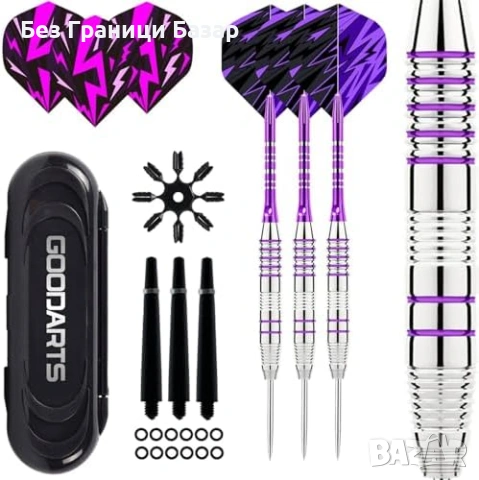 Нови Метални дартс стрели 22 г стоманен връх лилав комплект с резервни пера