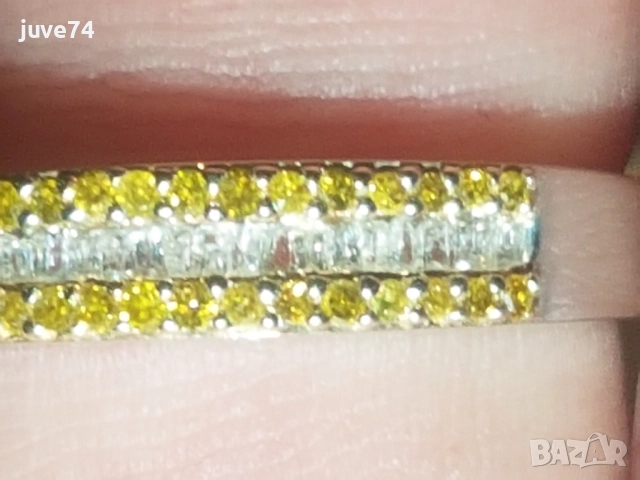 СРЕБЪРЕН  ПРЪСТЕН С  ЕСТЕСТВЕНИ ЖЪЛТИ  И БЕЛИ  ДИАМАНТИ  СЕРТИФИКАТ , снимка 7 - Пръстени - 52837619