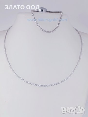 Комплект  от  златно колие + гривна БЯЛО ЗЛАТО 14К., снимка 2 - Бижутерийни комплекти - 38143715