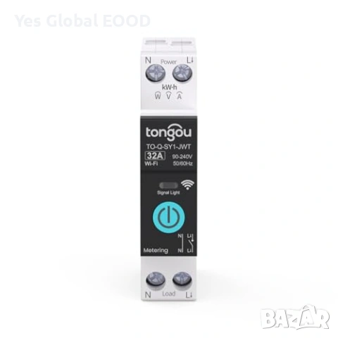 WiFi DIN реле 32A TONGOU Tuya Smart с измерване, снимка 2 - Друга електроника - 54144545