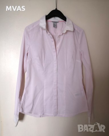 Нова - 60% H&M розова вталена риза с дълъг ръкав 36 номер S, снимка 1 - Ризи - 30139705