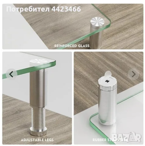 стъклена поставка / стойка за монитор или лаптоп – регулируема височина, снимка 5 - Други стоки за дома - 56247436