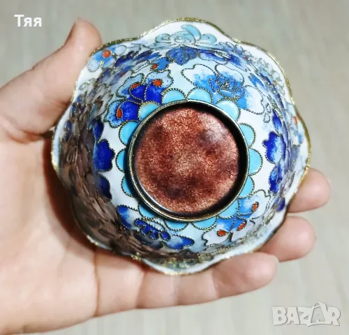 Медна купичка Cloisonne, снимка 3 - Антикварни и старинни предмети - 56526577
