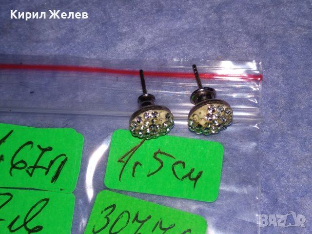 НЕЖНИ СРЕБЪРНИ ВИНТИДЖ АРТ ОБЕЦИ с БЯЛ ЕМАЙЛ и КРИСТАЛИ 30776, снимка 5 - Обеци - 40500276