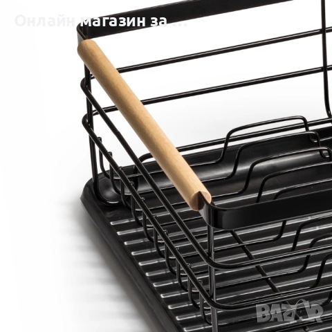 ушилник/отцедител за съдове и прибори от неръждаема стомана в черен цвят 43x32x14.5см 229002, снимка 5 - Сушилници - 53230953