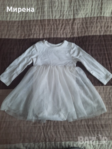 Памучно бяло боди с воал като рокля H&M, размер 74 /6-9 месеца/