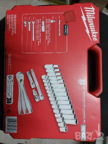 Комплект вложки  с тресчотка Milwaukee 4932464945 , 32бр. 3/8, снимка 2 - Гедорета - 55929066