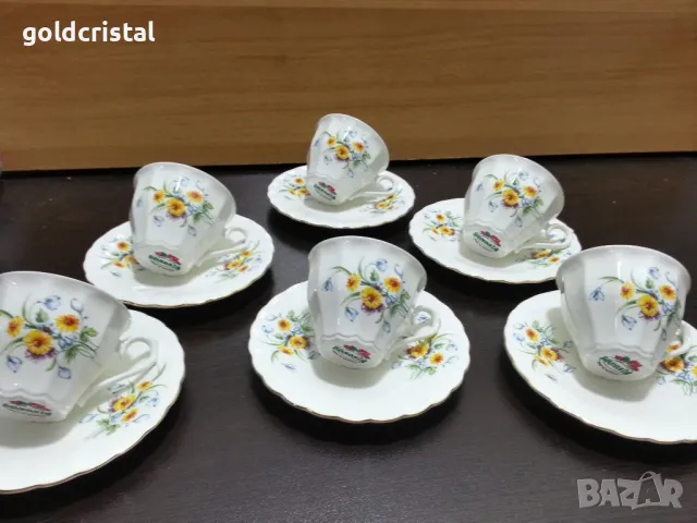 Стар български костен порцелан Бононя чашки за кафе , снимка 2 - Антикварни и старинни предмети - 48657410