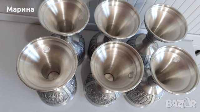 Чаши за вино от калай Antik * Vintage #115, снимка 3 - Антикварни и старинни предмети - 52423100