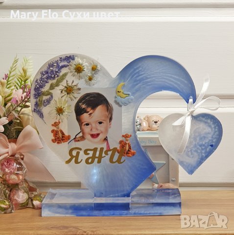 Бебешко вълшебство: Запечатайте началото, бебешка визитка със снимка във форма на сърце, снимка 4 - Декорация за дома - 42057434